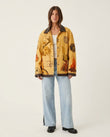 Mustard Yellow Embroidered Jacket, front studio view, by Floravincie