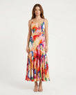 Pink Floral Maxi Open-Back Dress, front studio view, by Floravincie