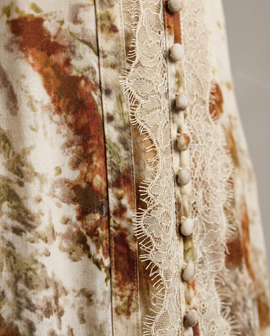 Cream Abstract Maxi Lace Dress, close-up of abstract, by Floravincie