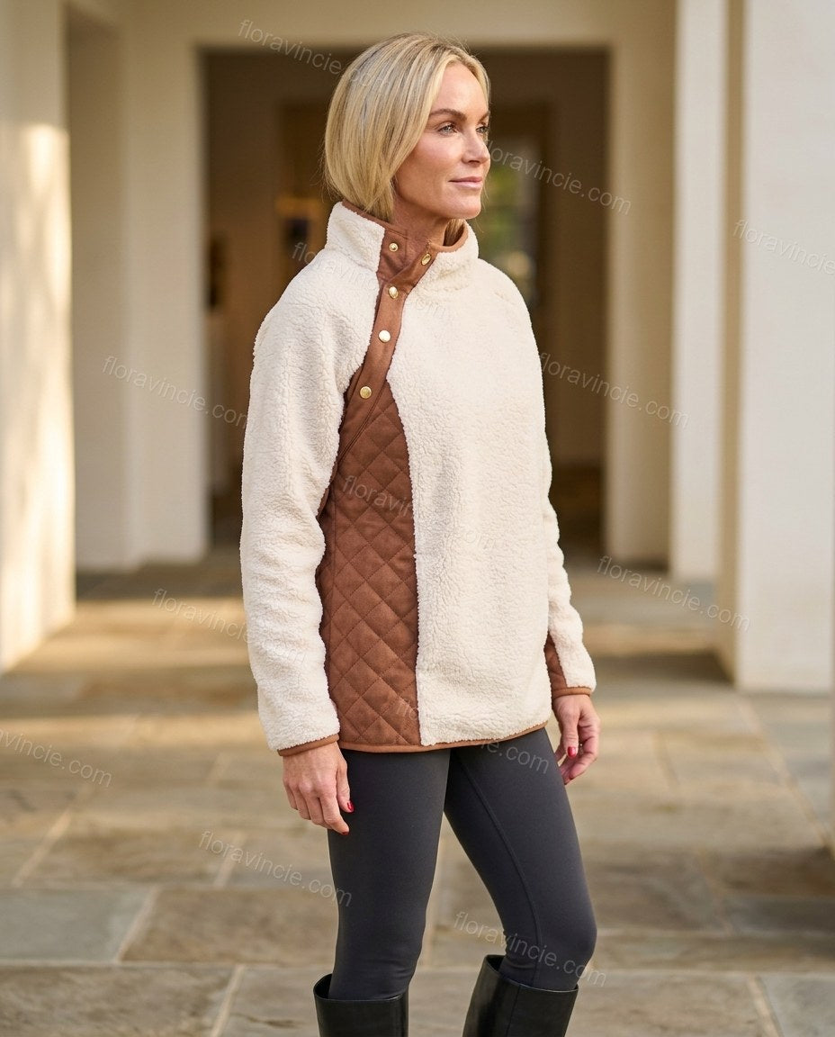 Cream Two-Piece Set, walking lifestyle view, by Floravincie