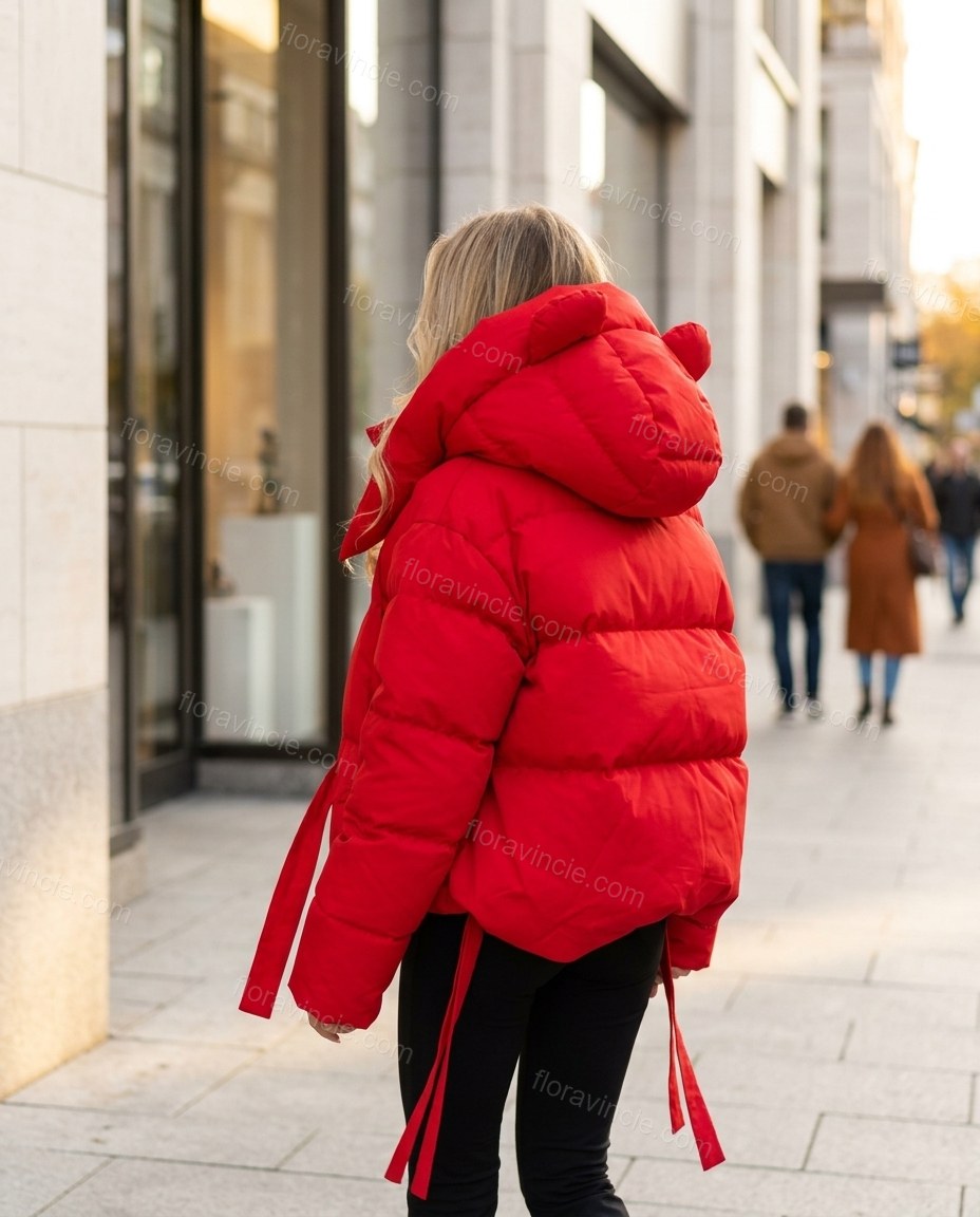 Red Jacket, alternate use-case lifestyle view, by Floravincie