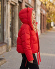 Red Jacket, movement and fit lifestyle view, by Floravincie