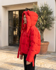 Red Jacket, three-quarter brand lifestyle view, by Floravincie