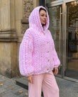 Pink Knit Ribbed Two-Piece Set, three-quarter brand lifestyle view, by Floravincie