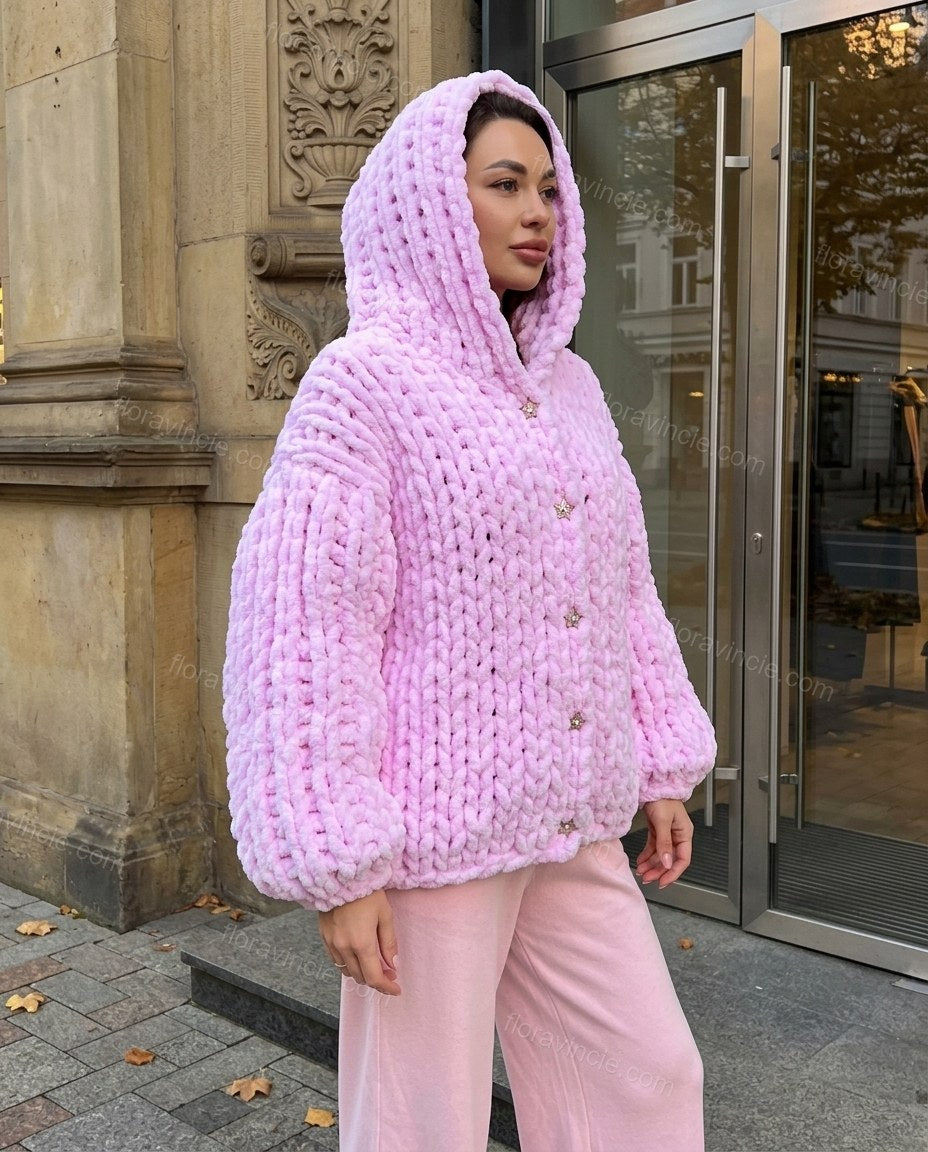 Pink Knit Ribbed Two-Piece Set, three-quarter brand lifestyle view, by Floravincie