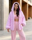 Pink Knit Ribbed Two-Piece Set, full-length hero view, by Floravincie
