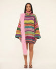 Multi-Color Striped Mini Knit Dress, front studio view, by Floravincie