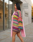 Multi-Color Striped Mini Knit Dress, movement and fit lifestyle view, by Floravincie