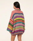 Multi-Color Striped Mini Knit Dress, back studio view, by Floravincie