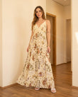 Cream Maxi Lace Dress, full-length hero view, by Floravincie
