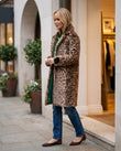 Brown Leopard Print Faux-Fur Coat, movement and fit lifestyle view, by Floravincie