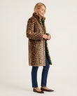 Brown Leopard Print Faux-Fur Coat, side and back studio view, by Floravincie