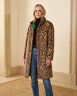 Brown Leopard Print Faux-Fur Coat, full-length hero view, by Floravincie