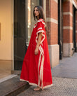 Red Striped Maxi Tiered Dress, alternate use-case lifestyle view, by Floravincie