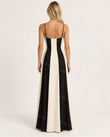 Cream Color-Block Maxi Dress, side and back studio view, by Floravincie