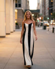 Cream Color-Block Maxi Dress, full-length hero view, by Floravincie