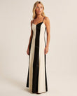 Cream Color-Block Maxi Dress, front studio view, by Floravincie