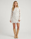 White Floral Mini Open-Back Dress, front studio view, by Floravincie